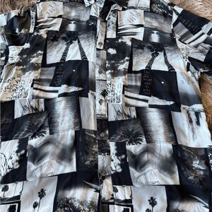 Topman Monochrome Graphic Button Down Shirt